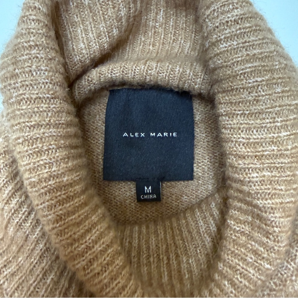 Alex Marie | Turtleneck Puff Sleeve Sweater | Camel Brown | Size M - Picture 4 of 10